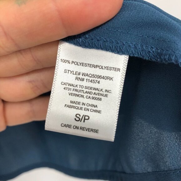 Pleione  Plisse Pleated V-neck Blouse In Slate Blue SP - Picture 7 of 16